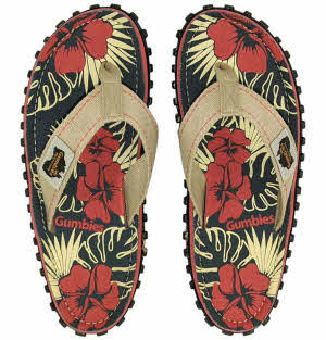Gumbies Denim Hibiskus Australia Strandschuhe flip-flop zehentrenner zehensandalen zehenslipper